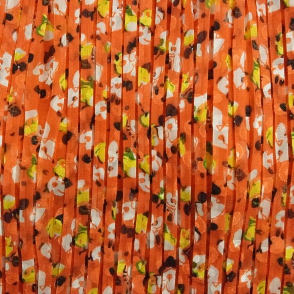 Anthropologie Foxiedox Floral Pleated Dress Womens Medium Orange NEW - Picture 2 of 10